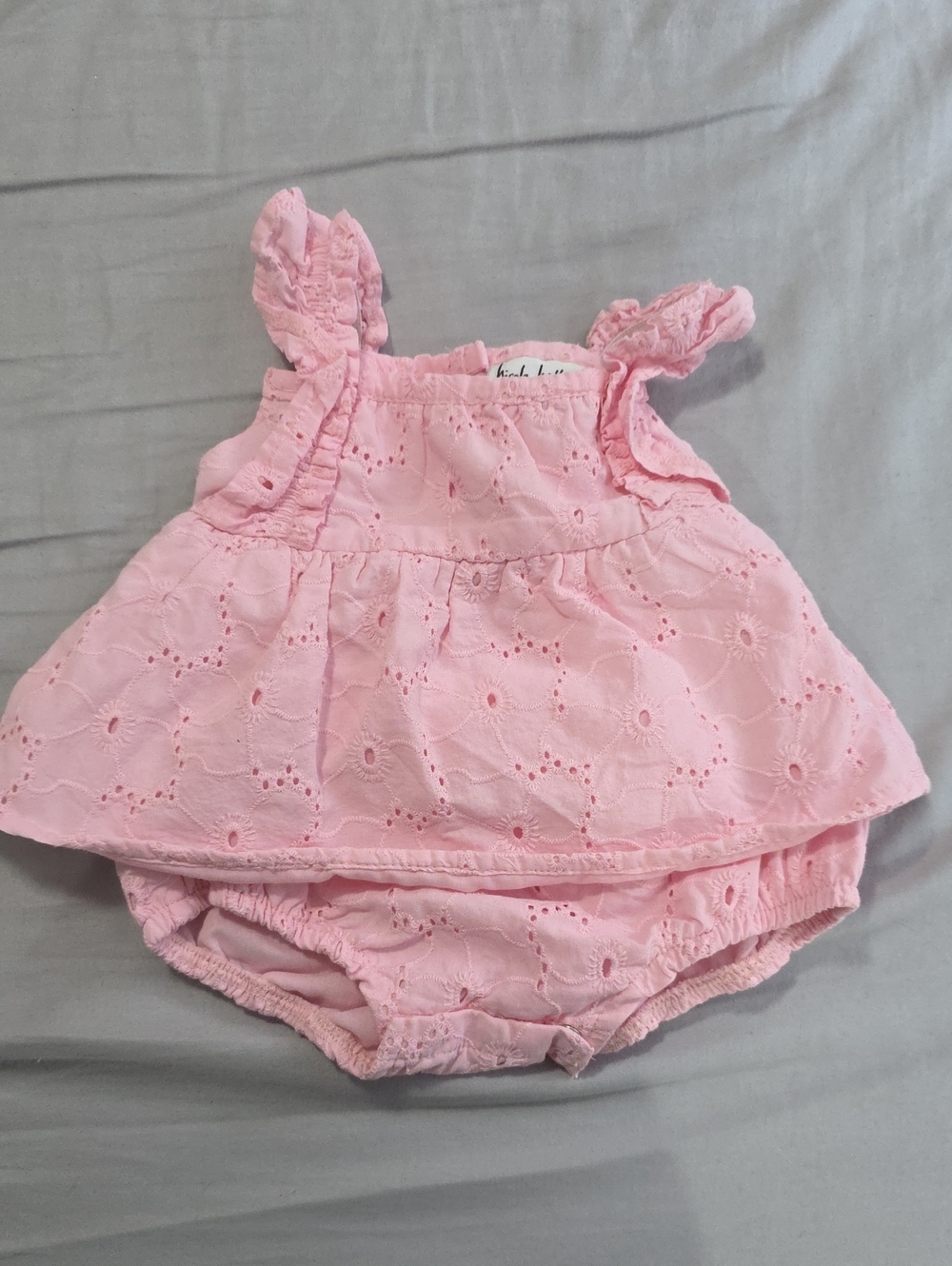 Pink Eyelet Baby Dress & Bloomer